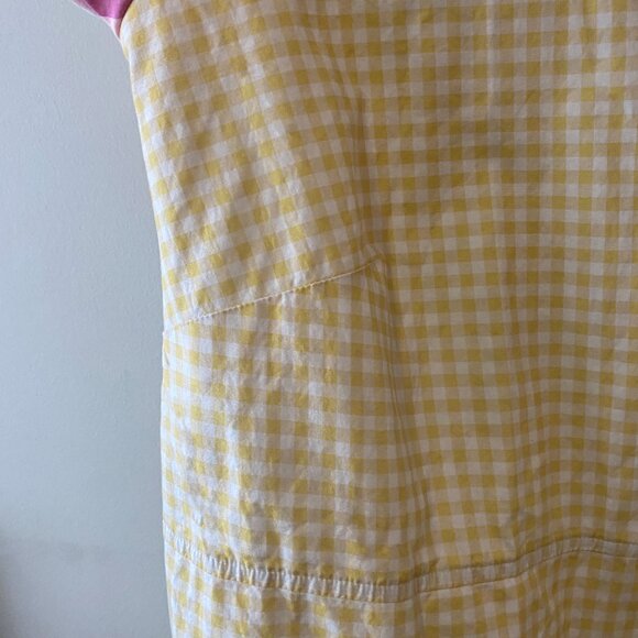 Handmade Plus Size Cotton Viscose Yellow White Gingham Pink Stripes Dress - Picture 6 of 12